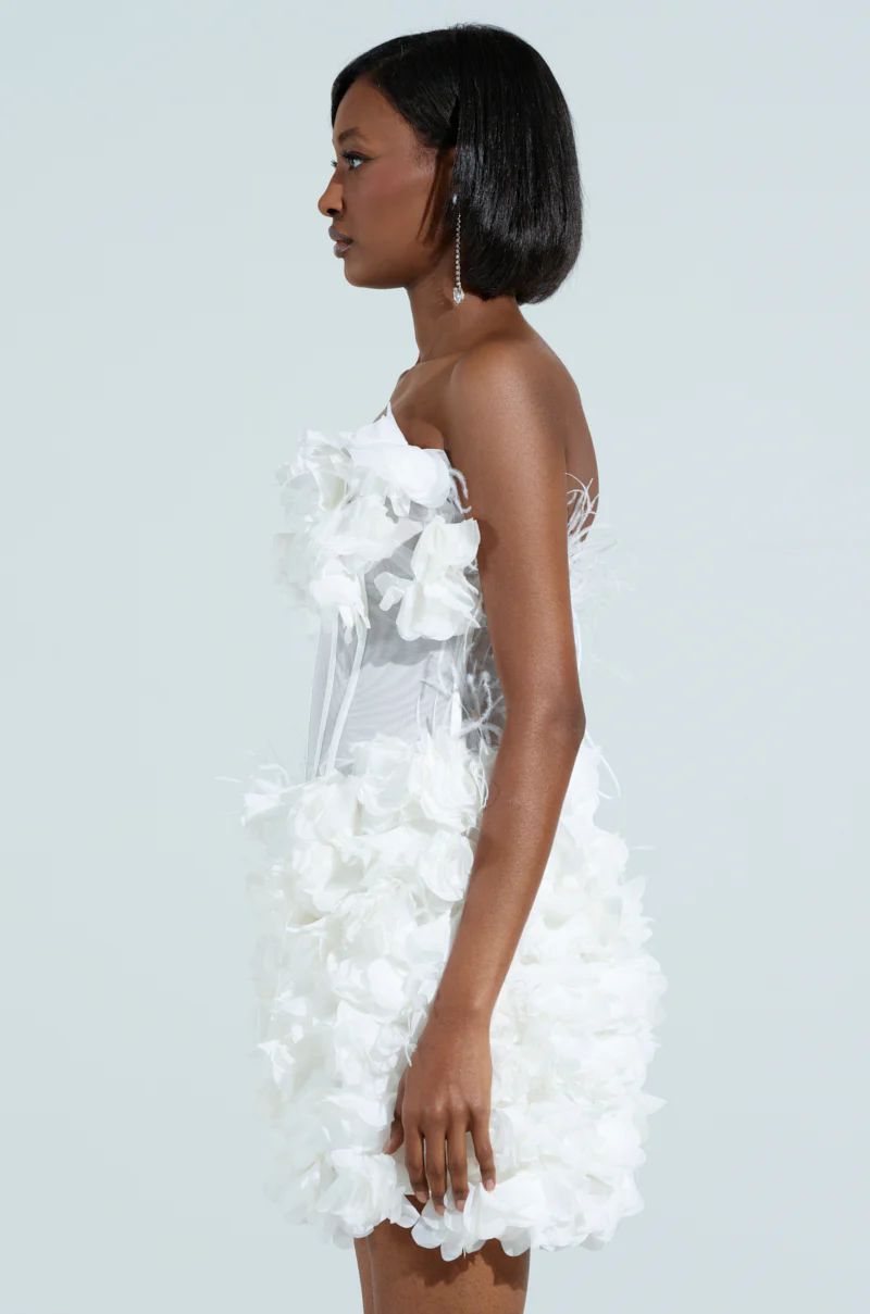 ON BROADWAY FEATHER AND FLOWER MINI DRESS - Image 3