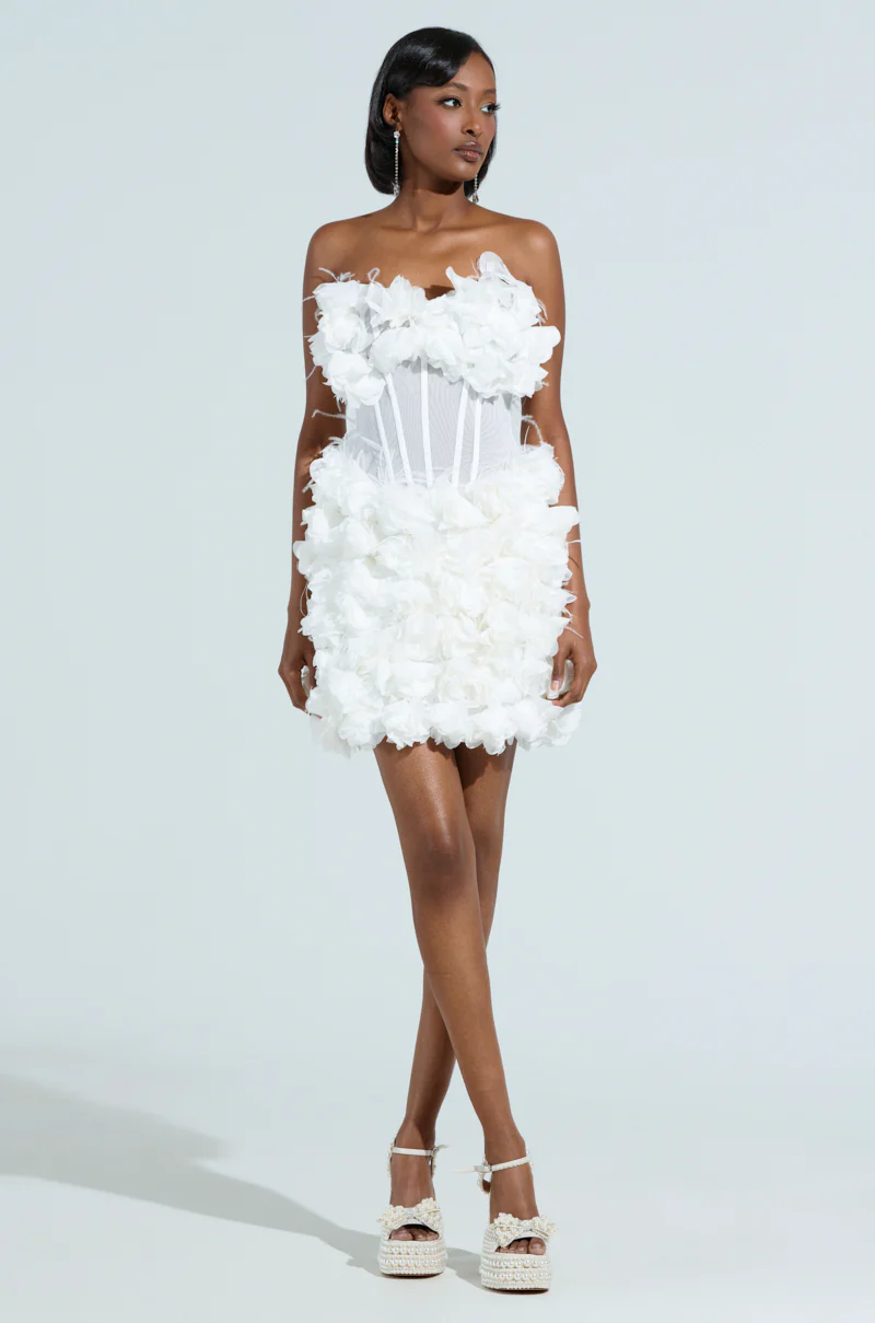 ON BROADWAY FEATHER AND FLOWER MINI DRESS - Image 5