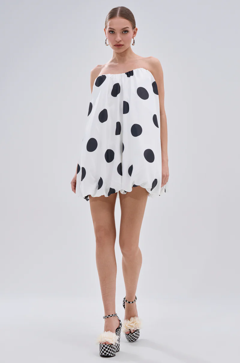 ON THE DOT SATIN BUBBLE MINI DRESS - Image 5