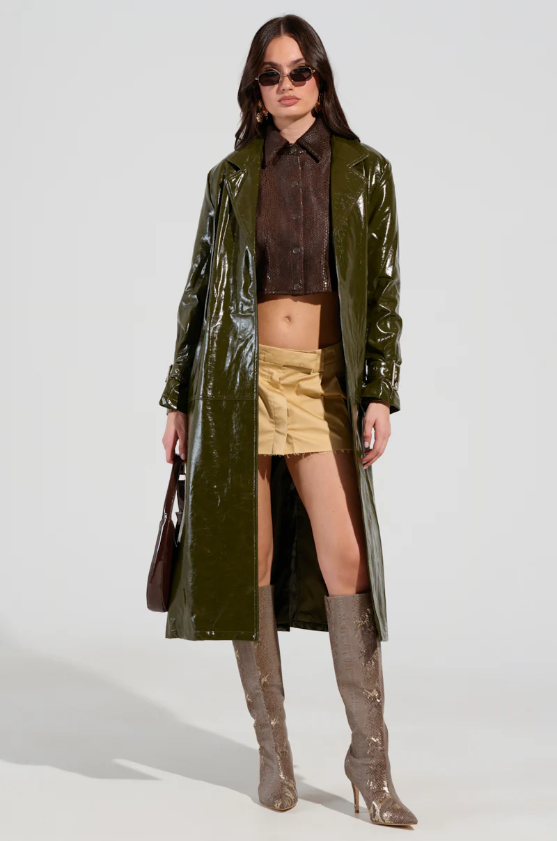 ON THE FLY FAUX LEATHER TRENCH - Image 3