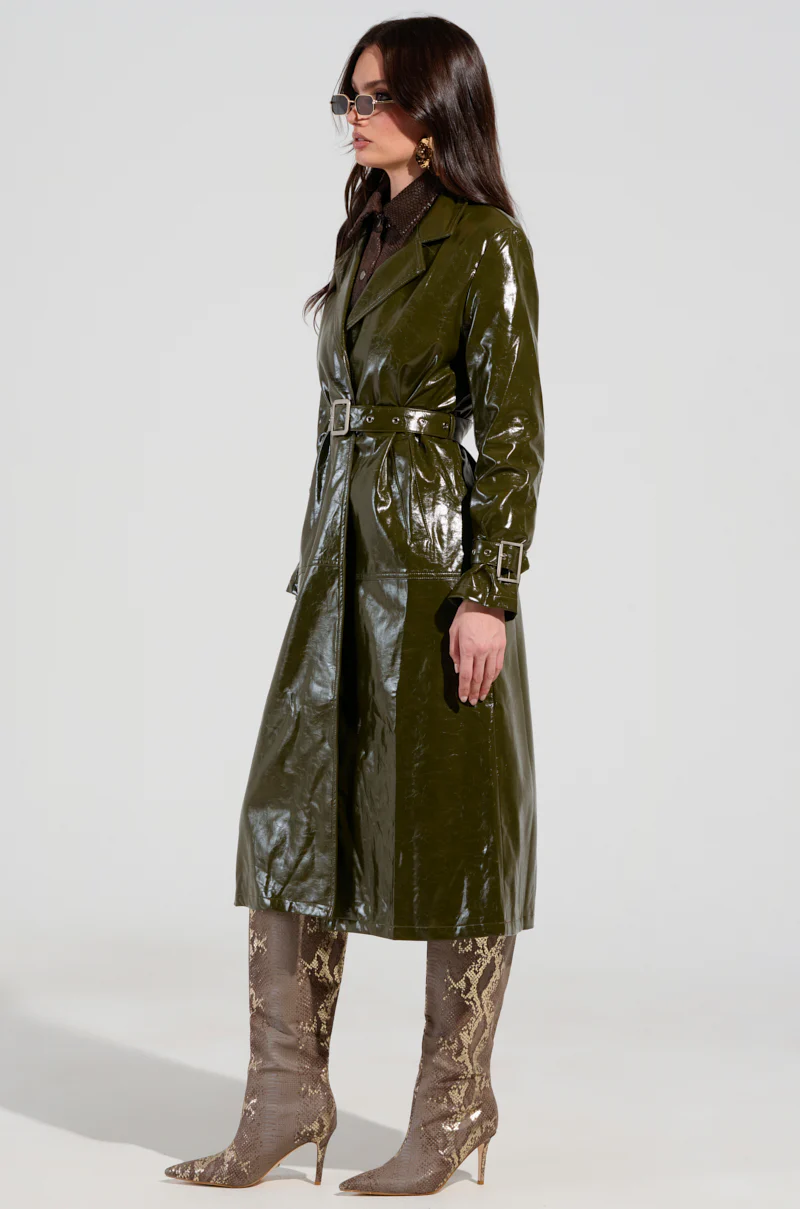 ON THE FLY FAUX LEATHER TRENCH - Image 4