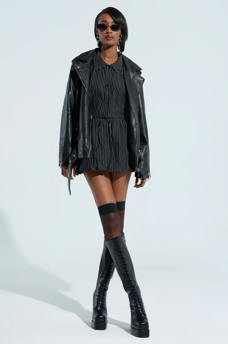 ON THE GO FUR TRIM MOTO IN BLACK - Image 9