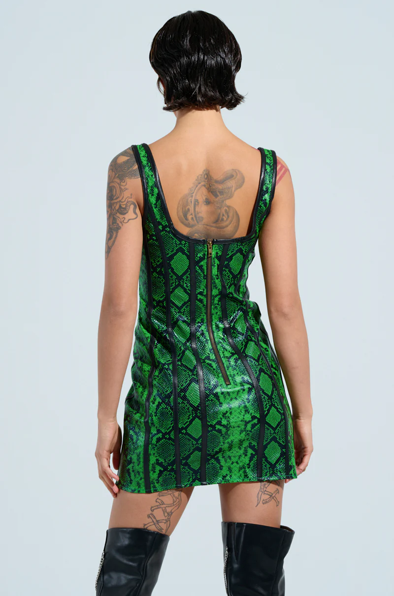 ON THE MOVE SNAKE PU MINI DRESS - Image 5