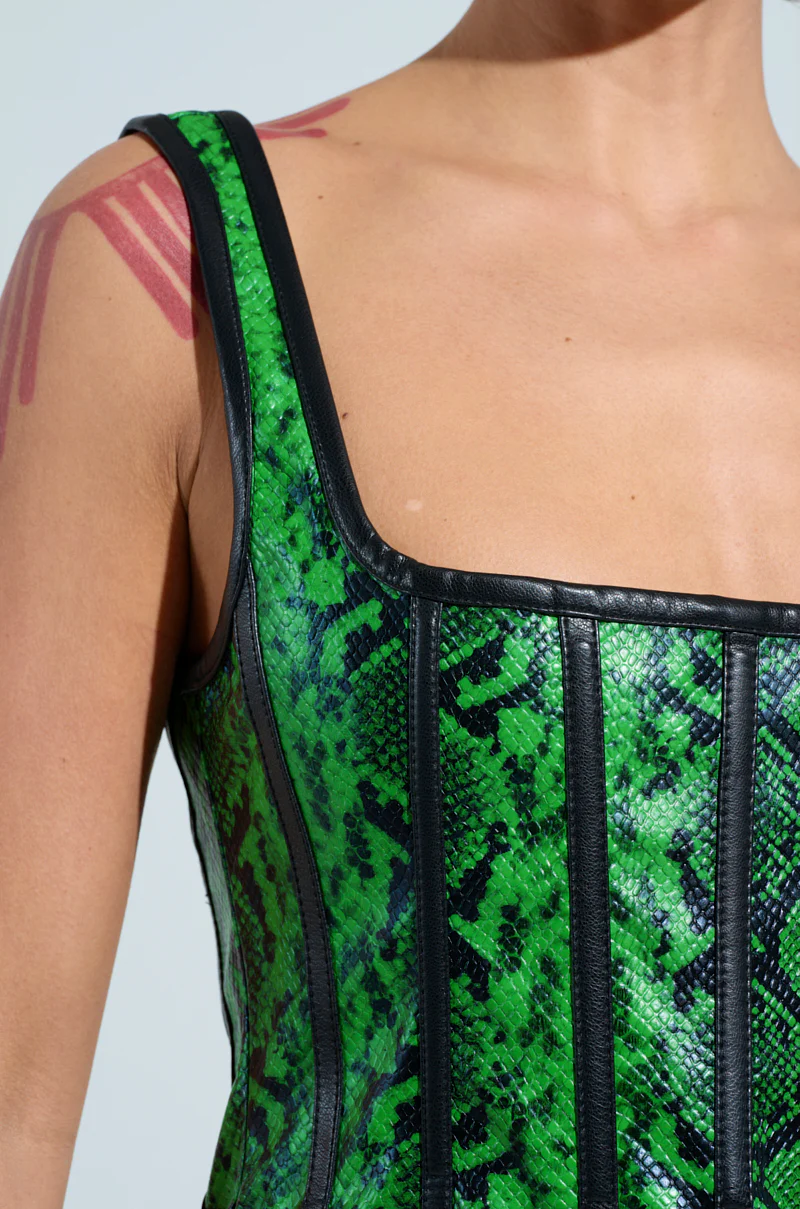ON THE MOVE SNAKE PU MINI DRESS - Image 6