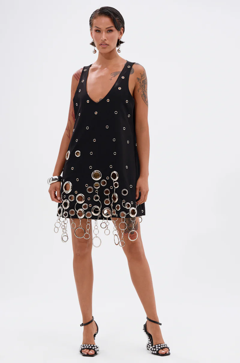 ONE OF A KIND MINI DRESS WITH METAL HARDWARE - Image 6