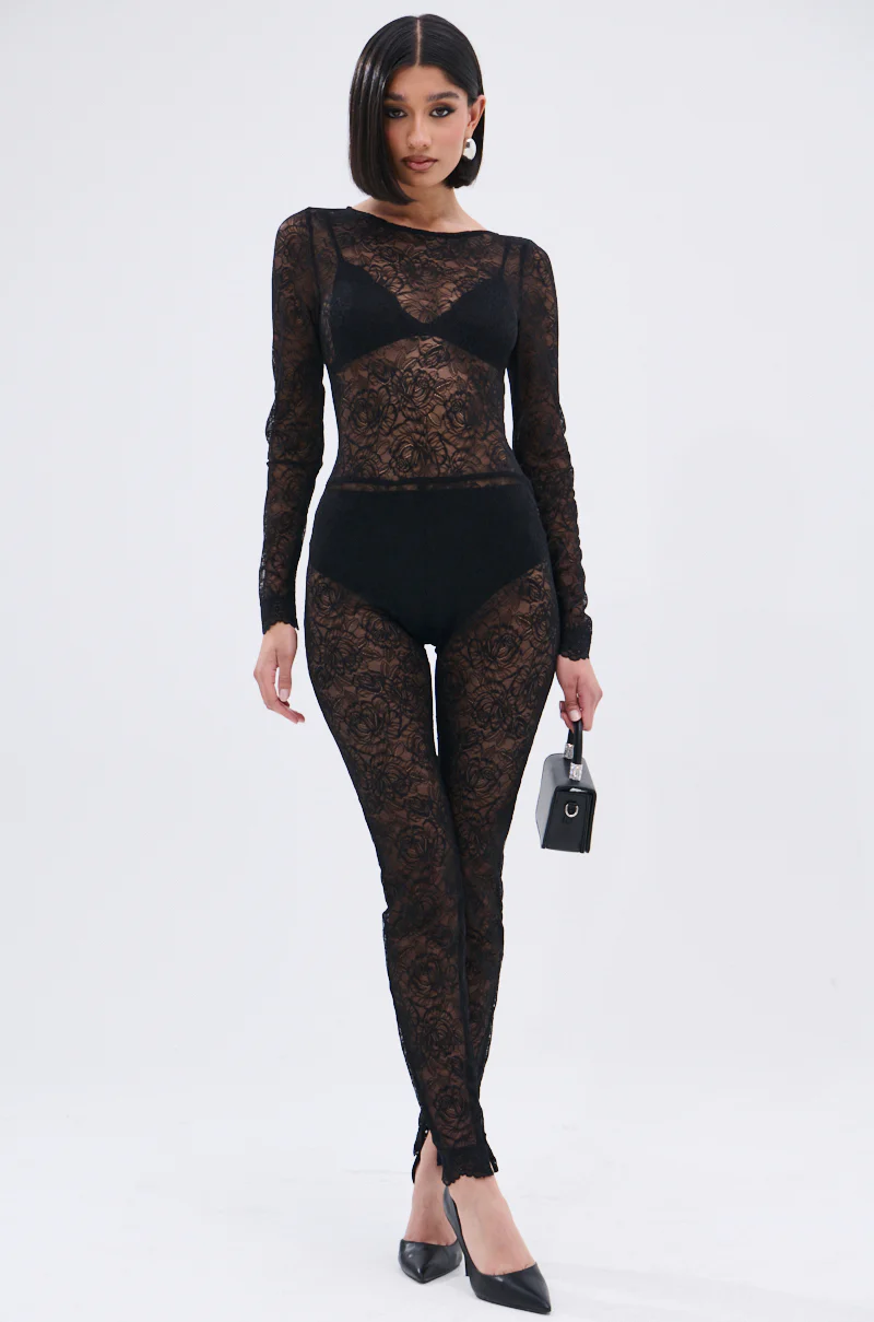 ONLY IF THERE'S BOTTLE SERVICE LACE JUMPSUIT - Image 4