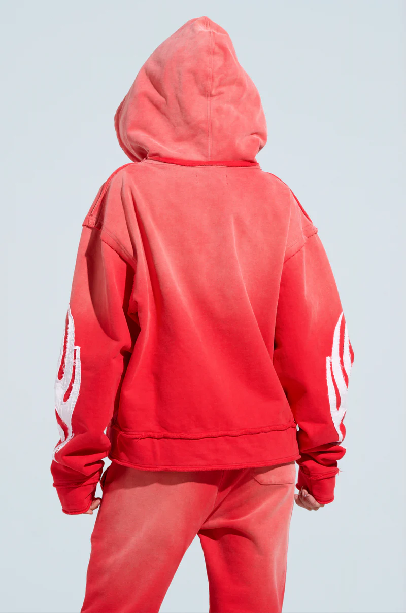 ONLY ONE ZIP UP SWEATSHIRT IN RED - Image 6