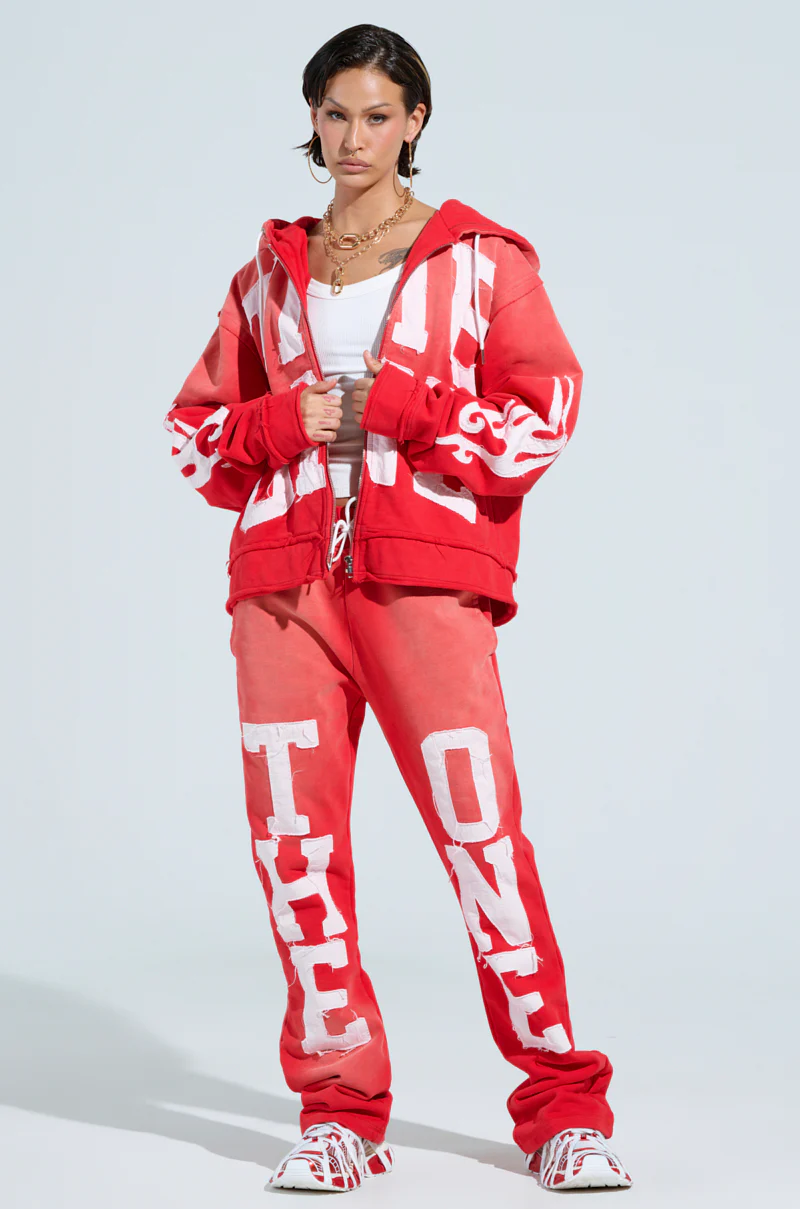 ONLY ONE ZIP UP SWEATSHIRT IN RED - Image 7