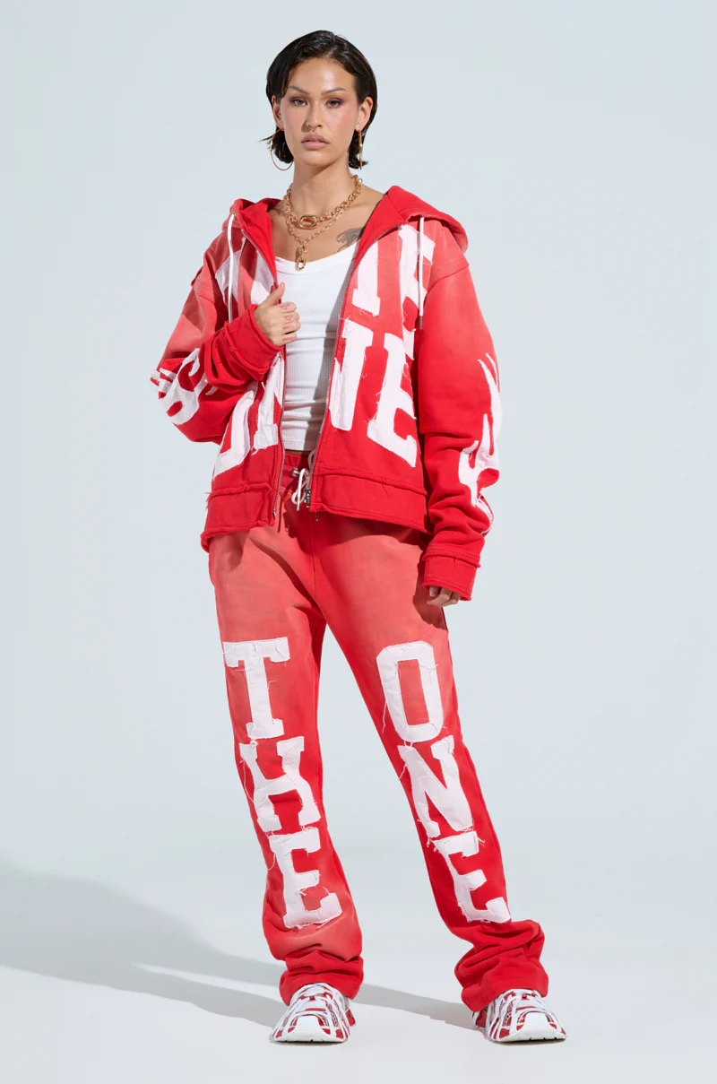 ONLY ONE ZIP UP SWEATSHIRT IN RED - Image 8
