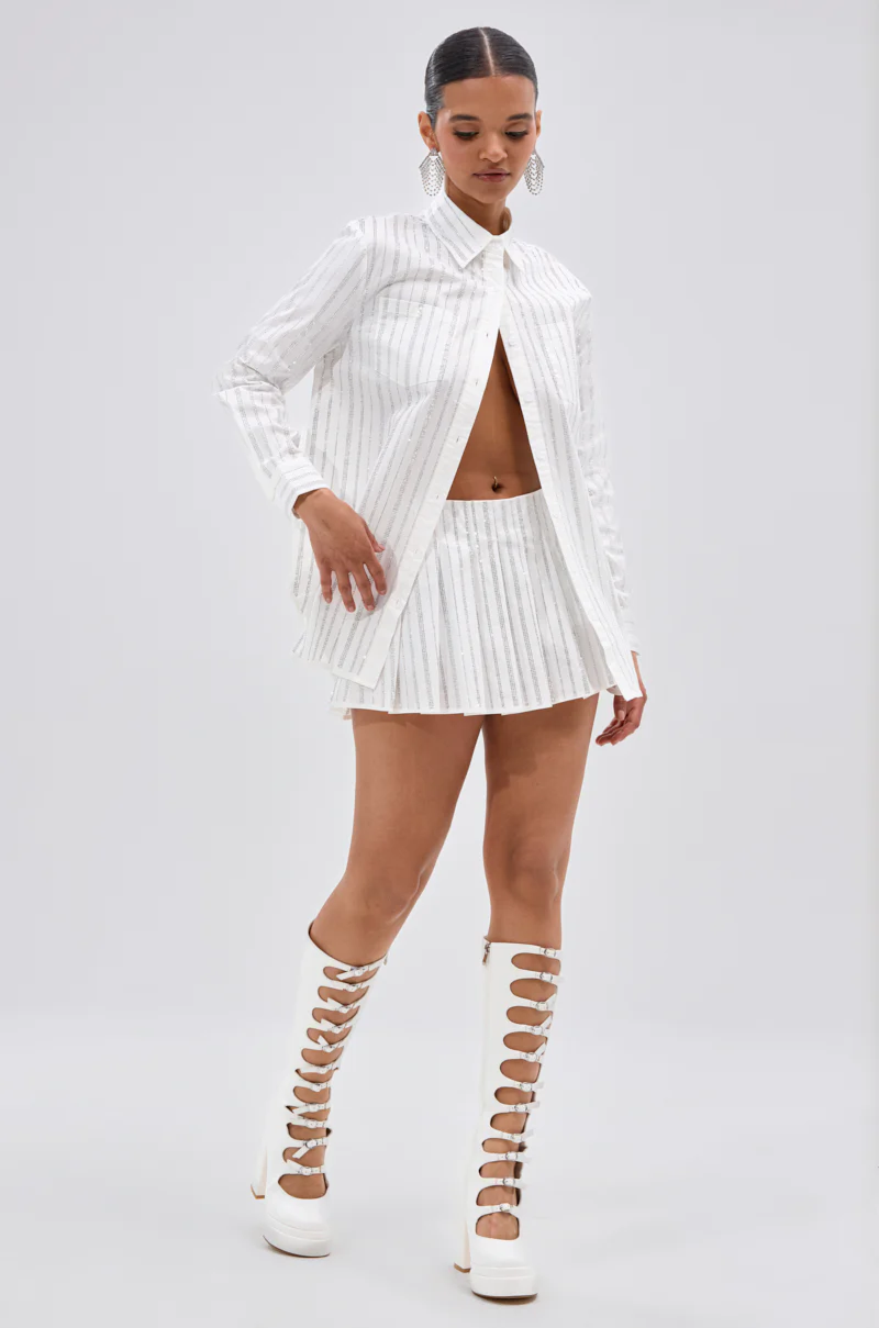ONTO THE NEXT EMBELLISHED BUTTON DOWN TOP IN WHITE - Image 6