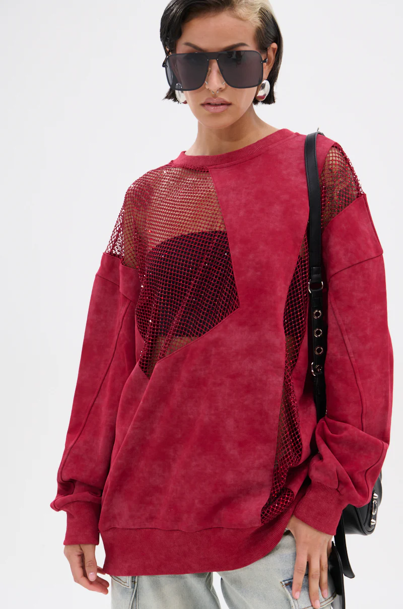 OPEN FOR BUSINESS SWEATSHIRT IN BURGUNDY - Image 2
