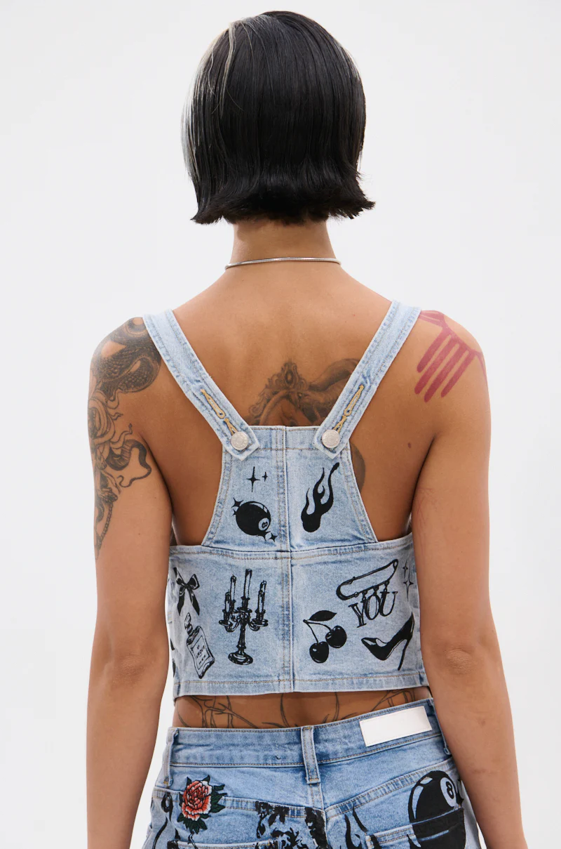 OUT OF MY LEAGUE DENIM HALTER TOP - Image 5