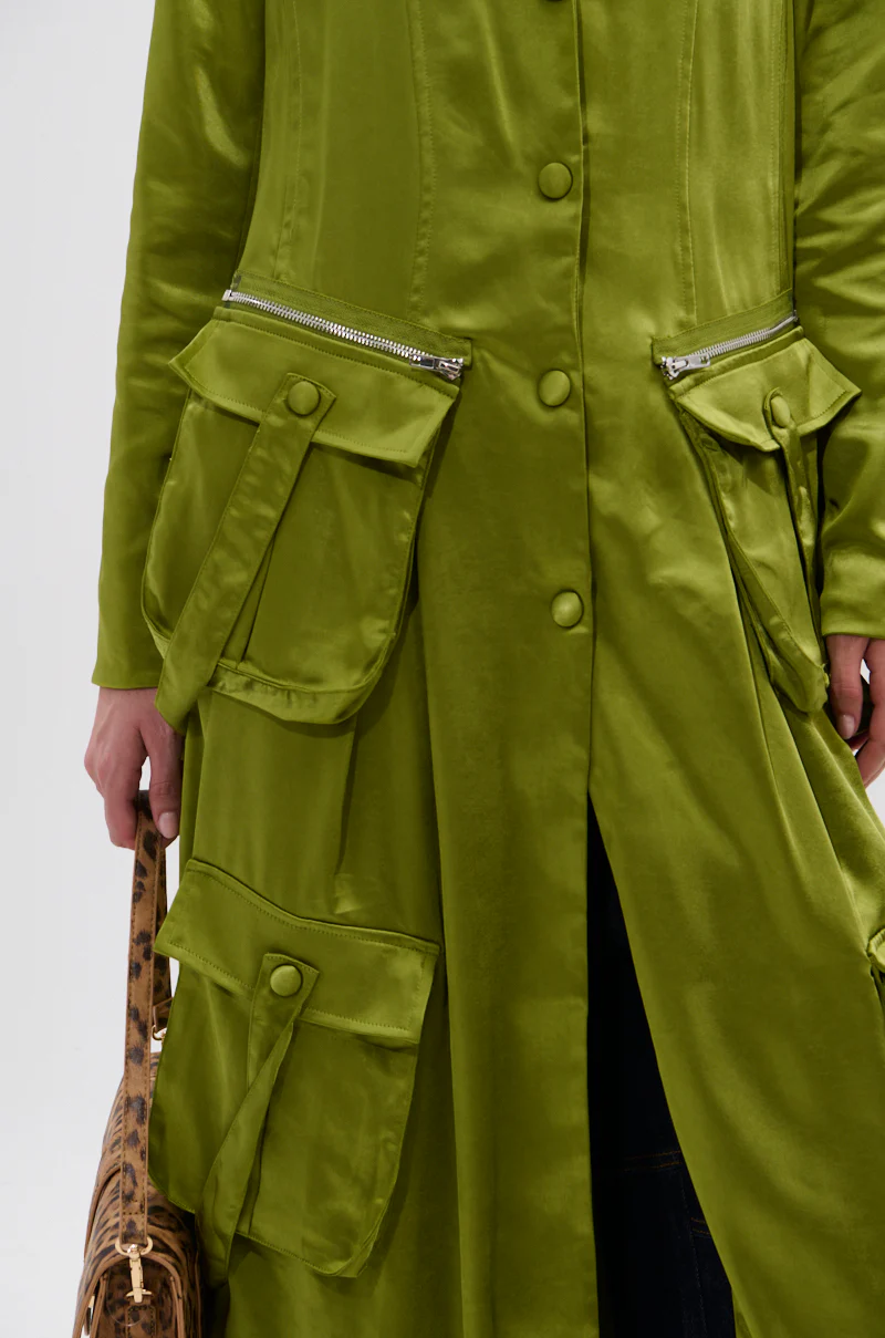OUTTA TIME SATIN CARGO TRENCH - Image 7