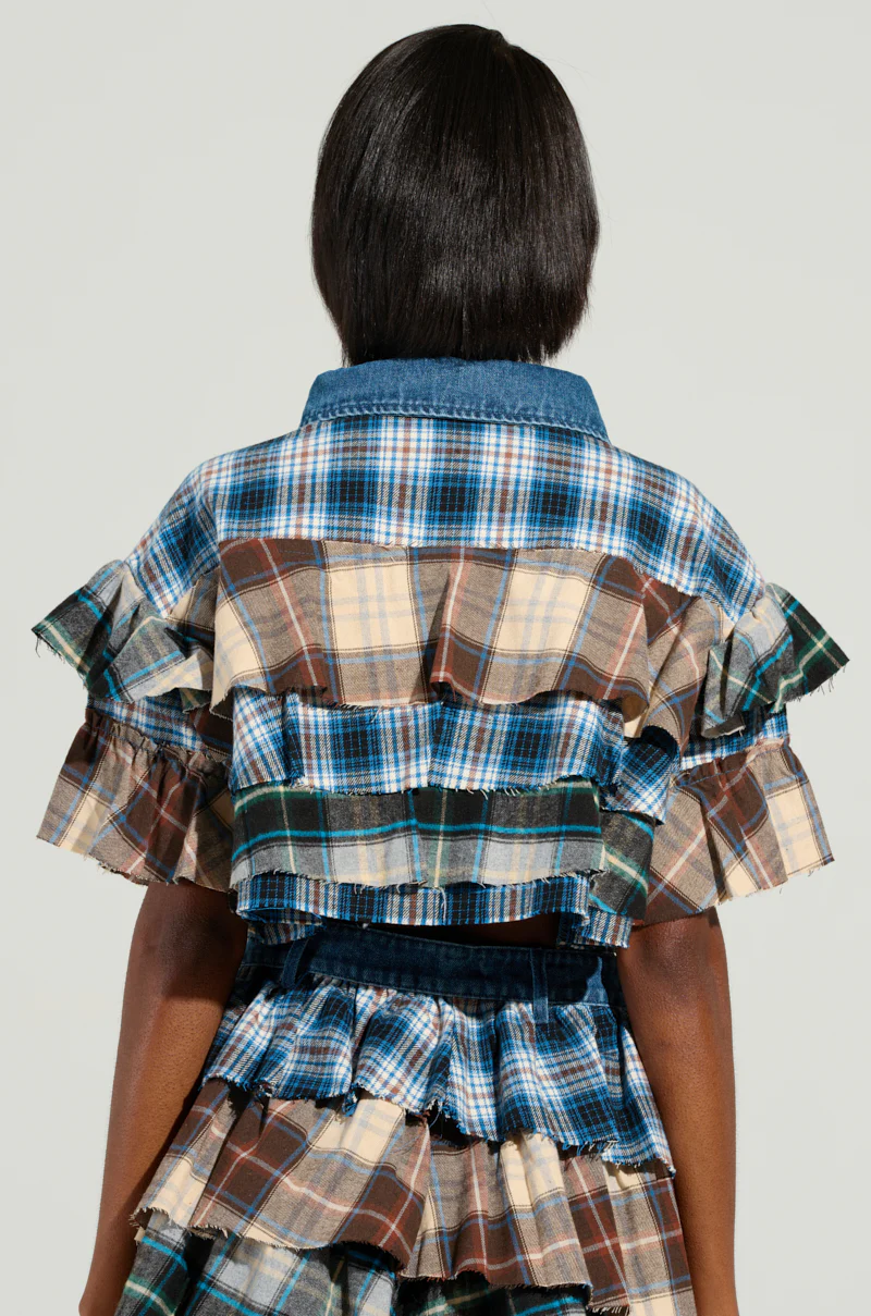 OVERRATED PLAID BUTTON DOWN BLOUSE - Image 3