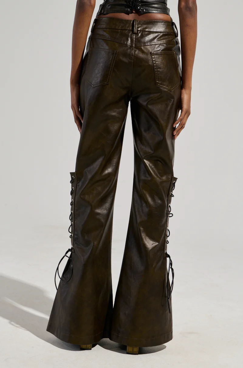 PAIGE FAUX LEATHER FLARE TROUSER - Image 5