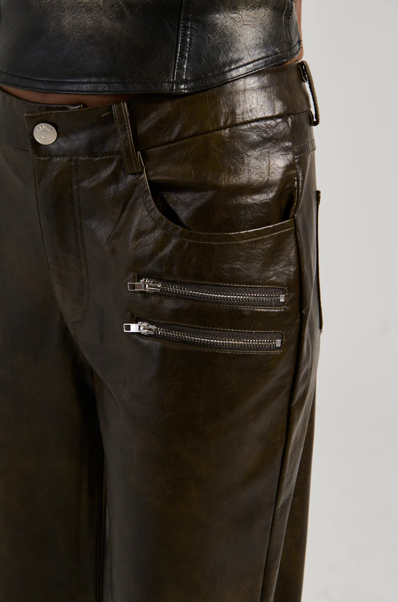 PAIGE FAUX LEATHER FLARE TROUSER - Image 8