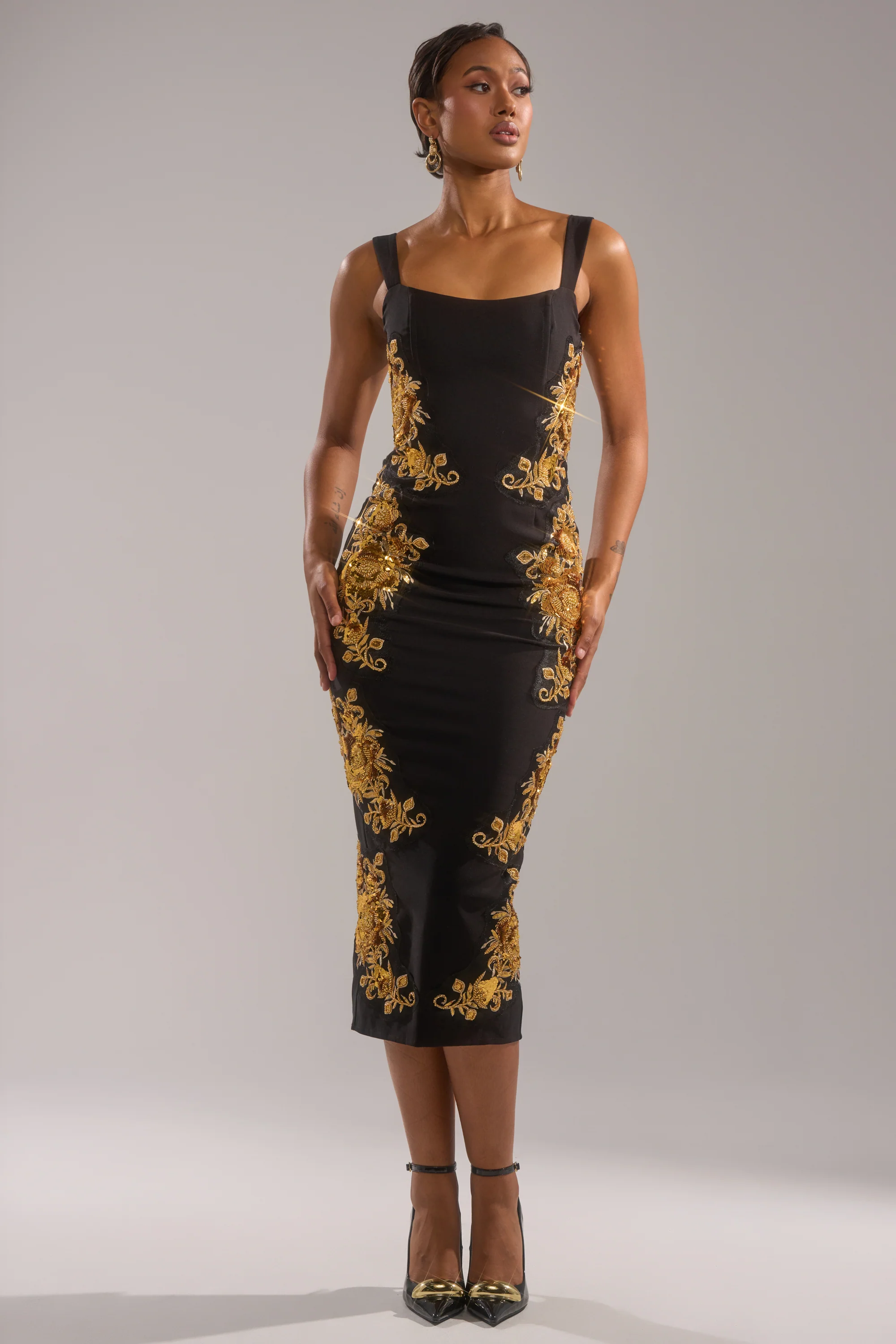 PARISIAN FLORAL EMBROIDERED MAXI DRESS - Image 2