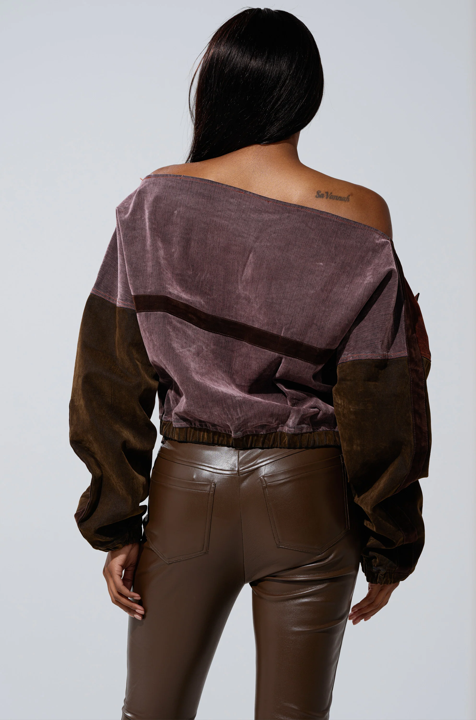 PATCH ME UP MINERAL WASHED SWEATSHIRT IN PURPLE - Image 4