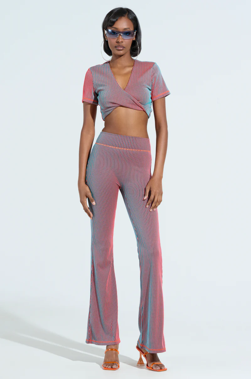 DOUBLE TAKE RIBBED RUCHED BUTT FLARE PANTS - Image 6