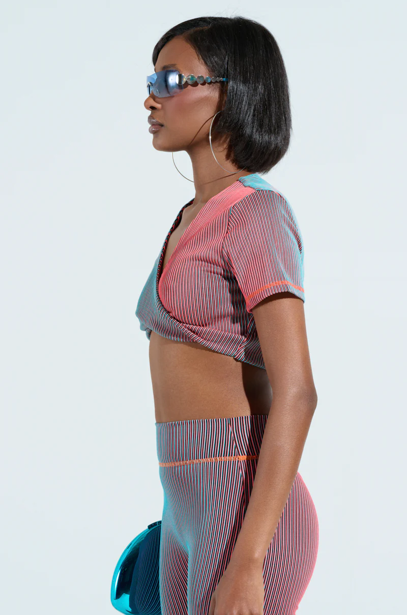 DOUBLE TAKE RIBBED TWISTED CROP TOP - Image 2