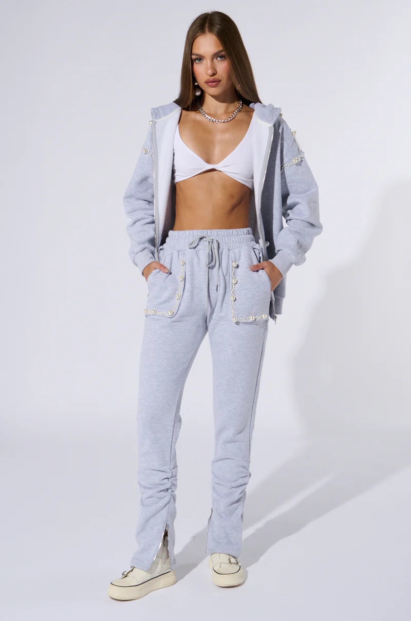PEARL DETAIL ZIP UP SWEATSHIRT - Image 7