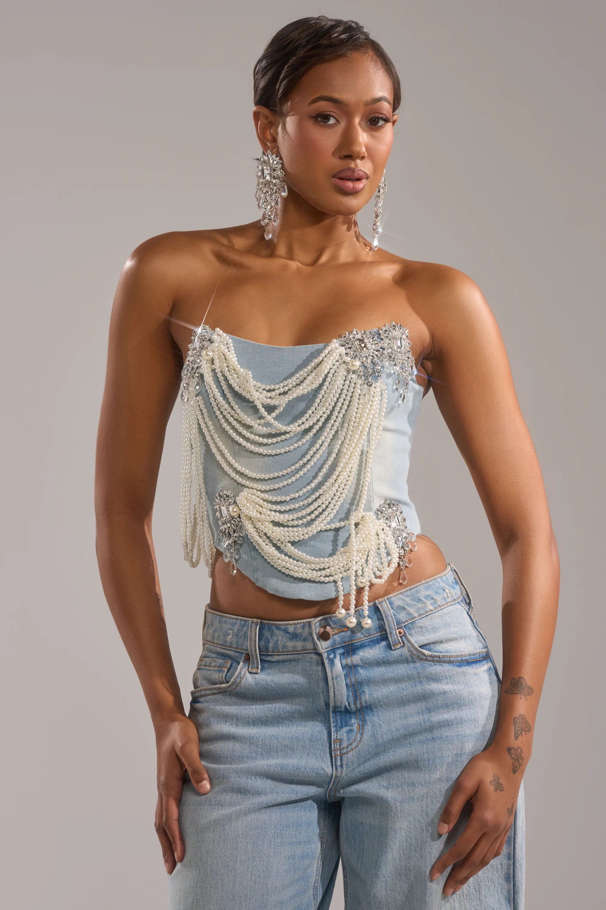 PEARL QUEEN DENIM CORSET - Image 3