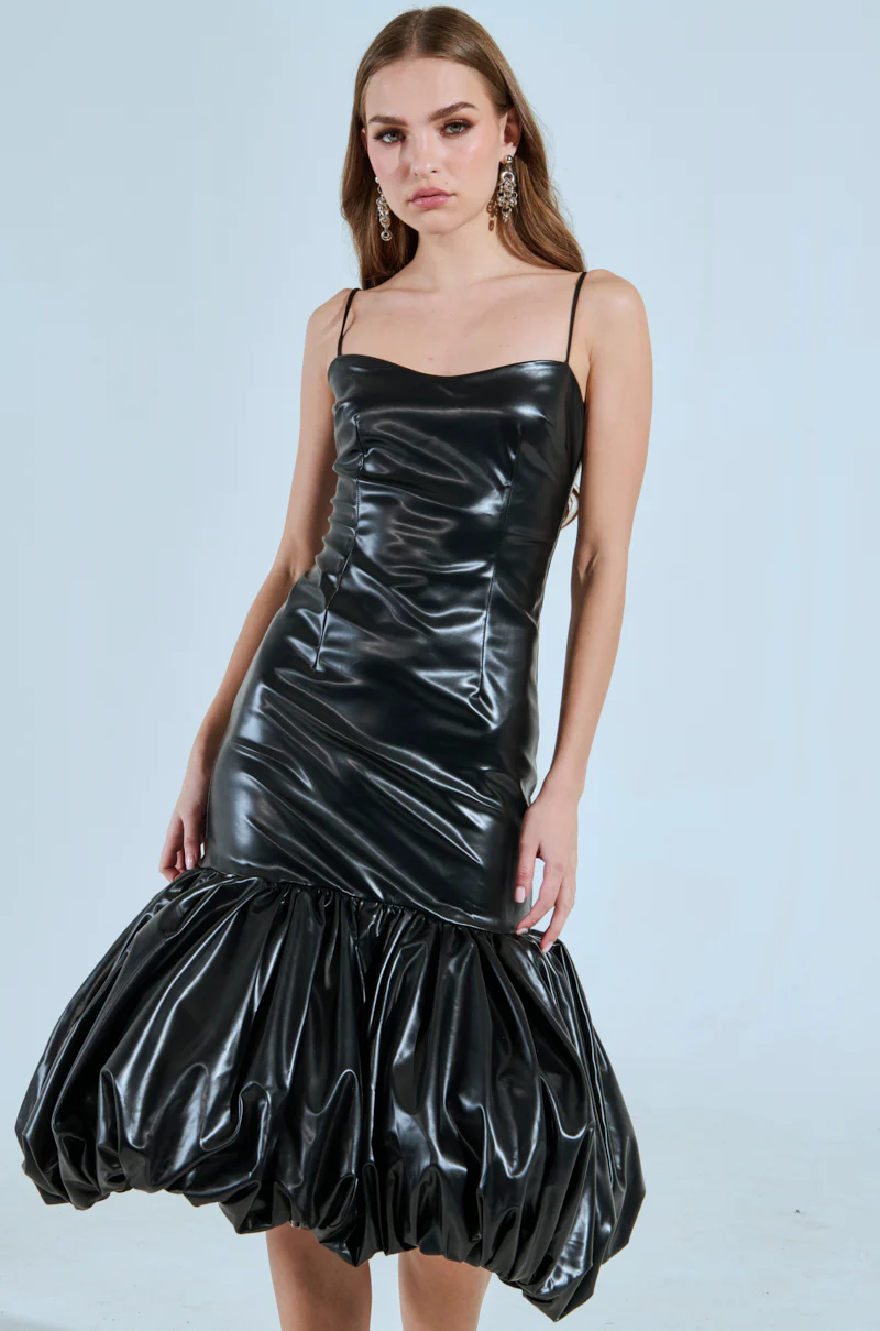 PHOEBE BUBBLE MIDI DRESS IN PU - Image 2