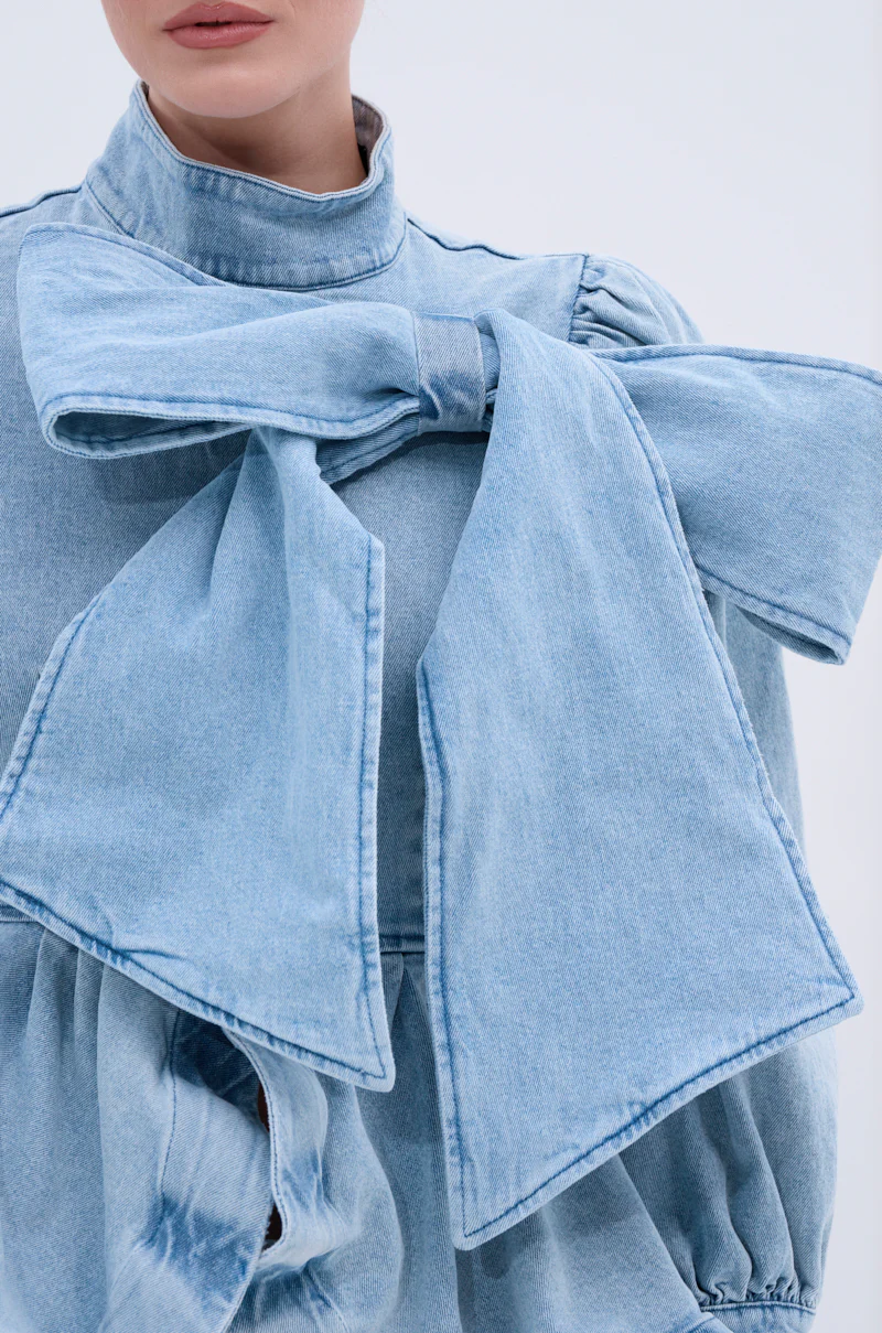 PHOEBE DENIM BOW BLOUSE - Image 8