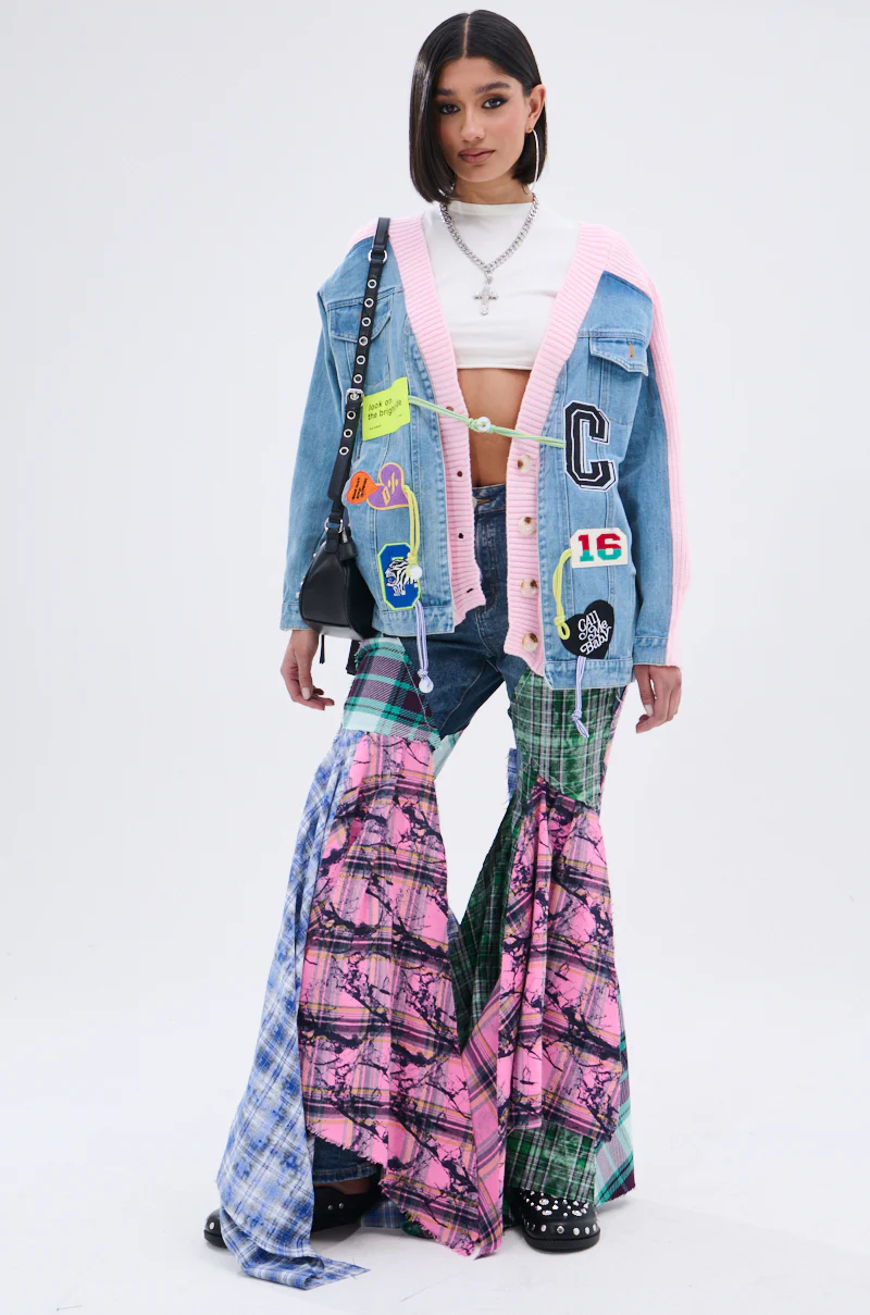 PLAID ON PLAID DENIM JEANS - Image 7