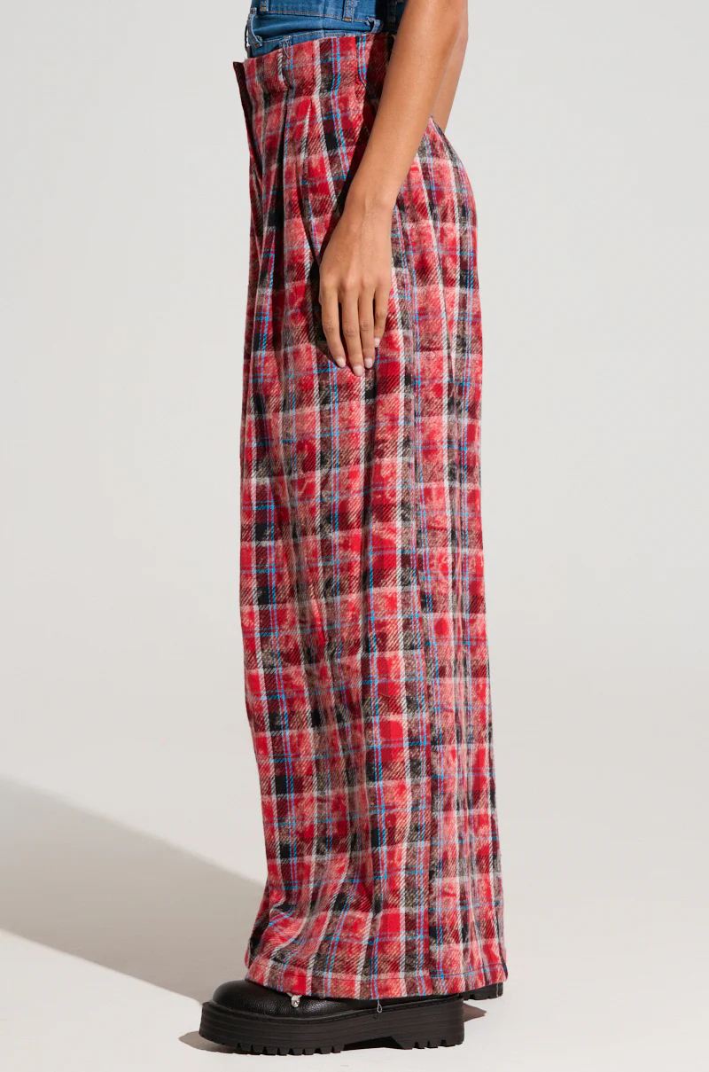 PLAID SWAGGER SLACKS IN RED MULTI - Image 4
