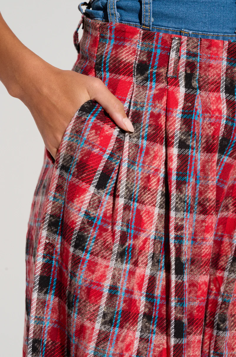 PLAID SWAGGER SLACKS IN RED MULTI - Image 8