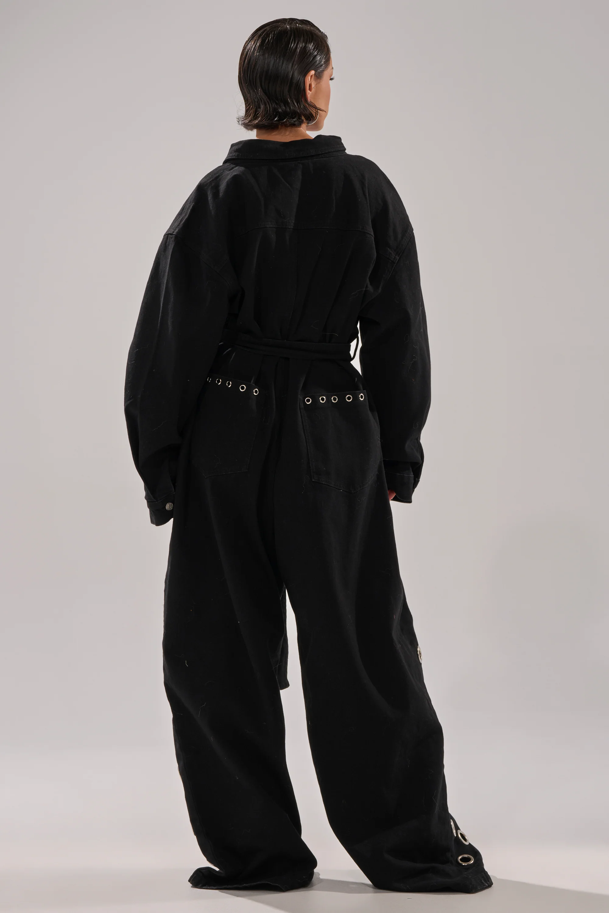PLAY YOUR CARDS RIGHT DENIM JUMPSUIT WITH GROMMETS - Image 12