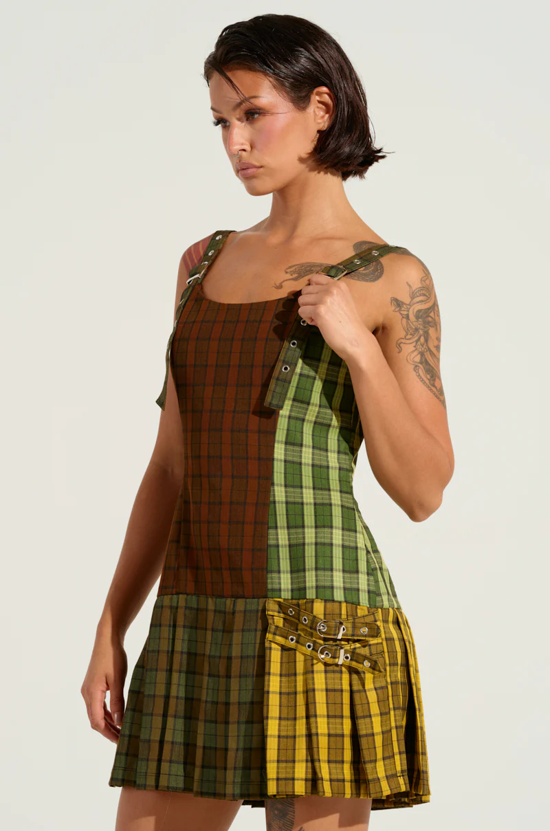 PLAYTIME IS OVER PLAID MINI DRESS - Image 3