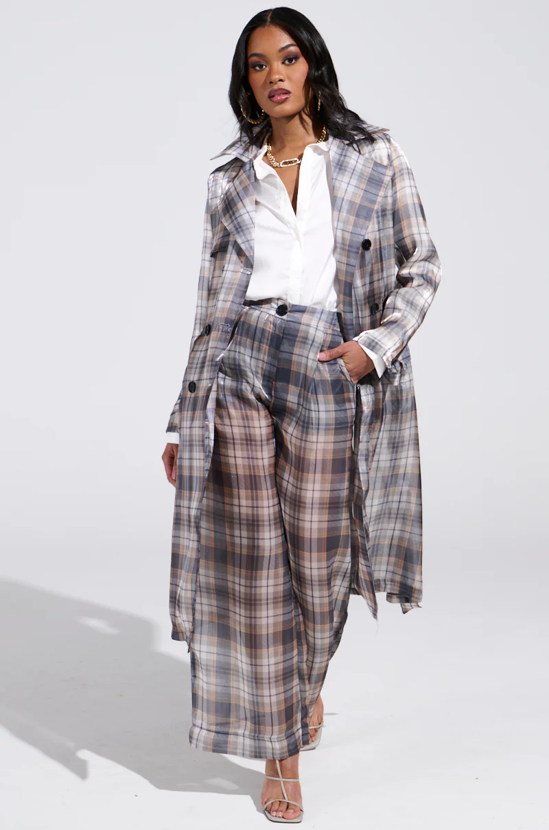 PLAID ABOUT YOU SHEER TRENCH - Image 9