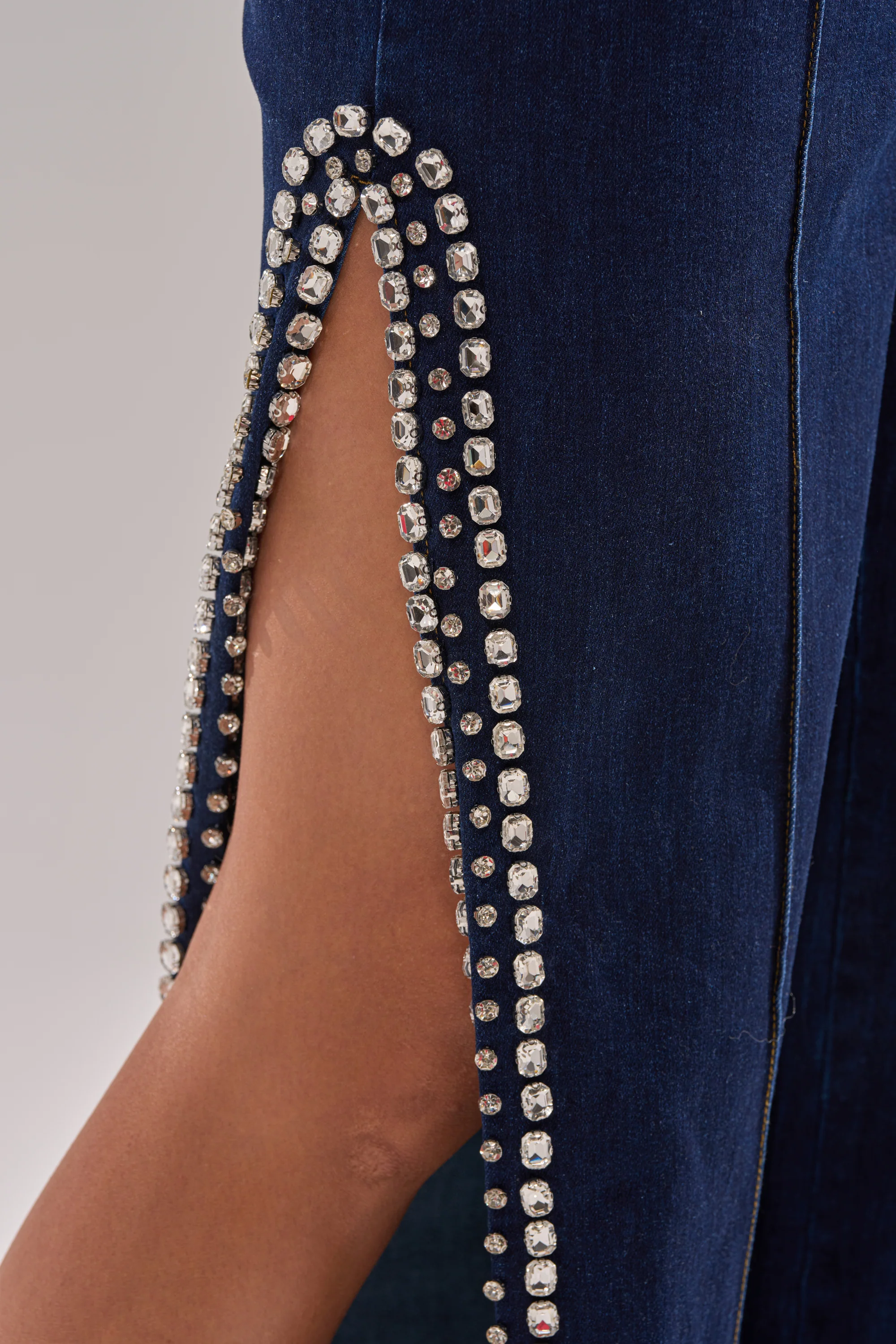 POPPIN OUT RHINESTONE DENIM PANT IN DARK WASH DENIM - Image 7