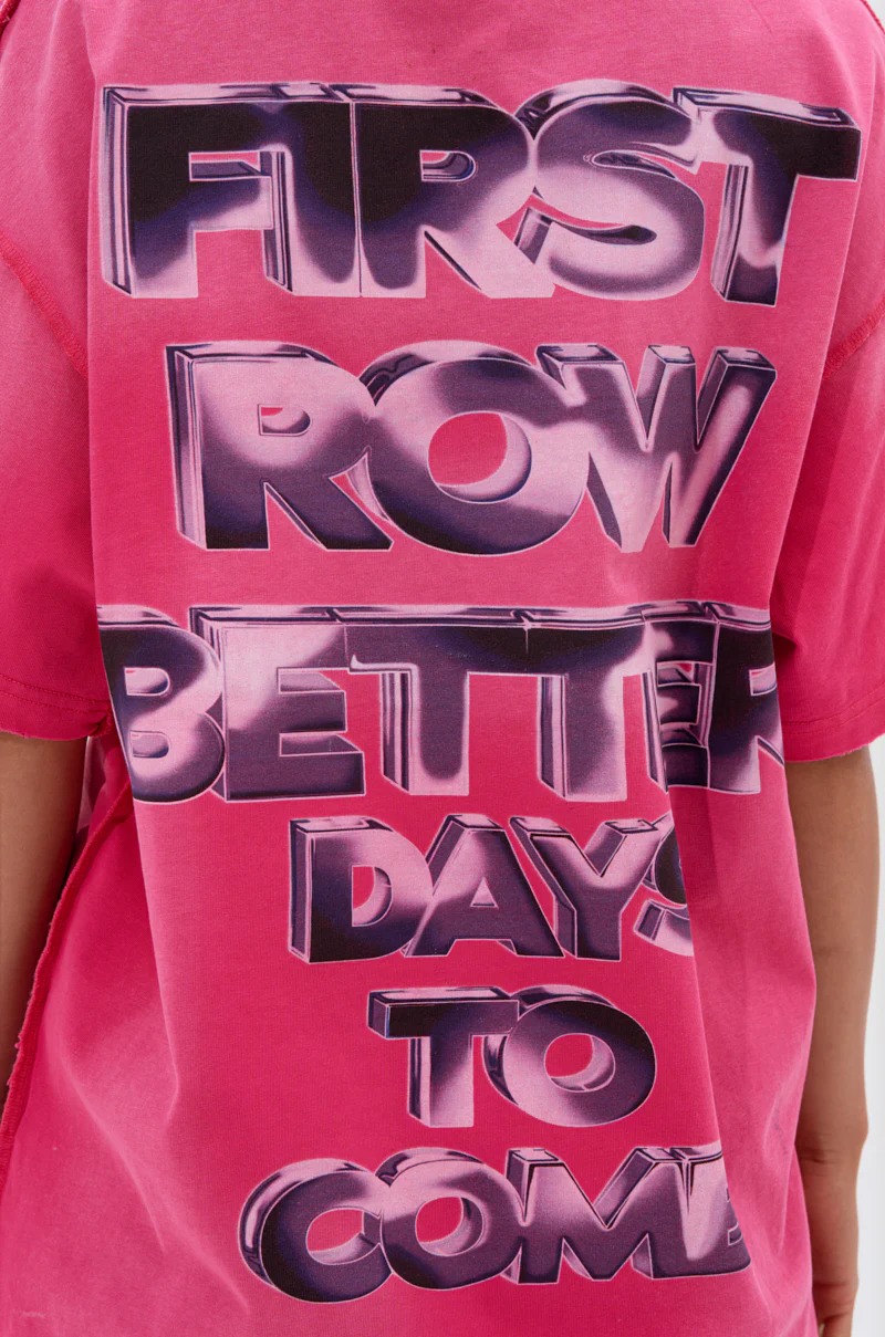 FIRST ROW POST HUMAN OVERSIZED GRAPHIC TEE IN PINK - Image 7