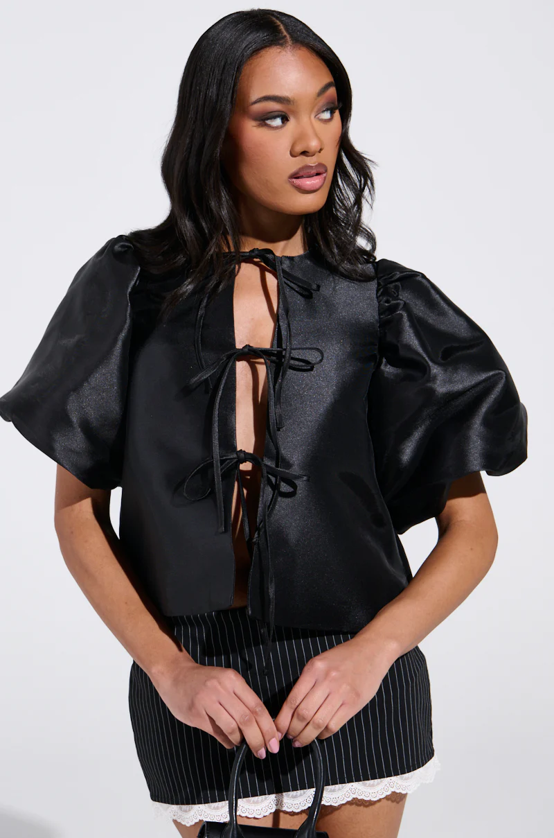 PRAIRIE CHIC CROPPED TIE FRONT BLOUSE - Image 2