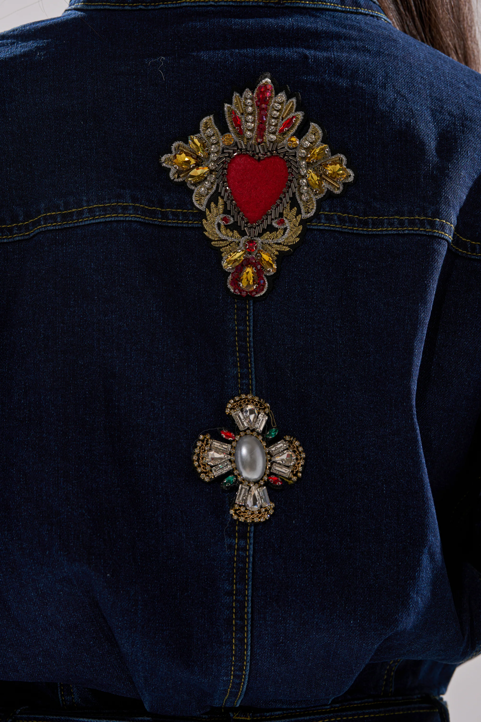 PRETTIEST PROBLEM DENIM PATCHWORK MINI DRESS - Image 13