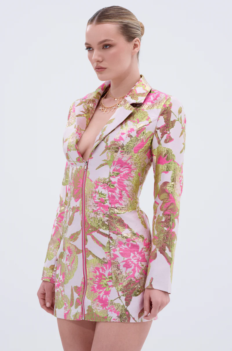 PRETTY IN PINK BROCADE BLAZER DRESS - Image 4