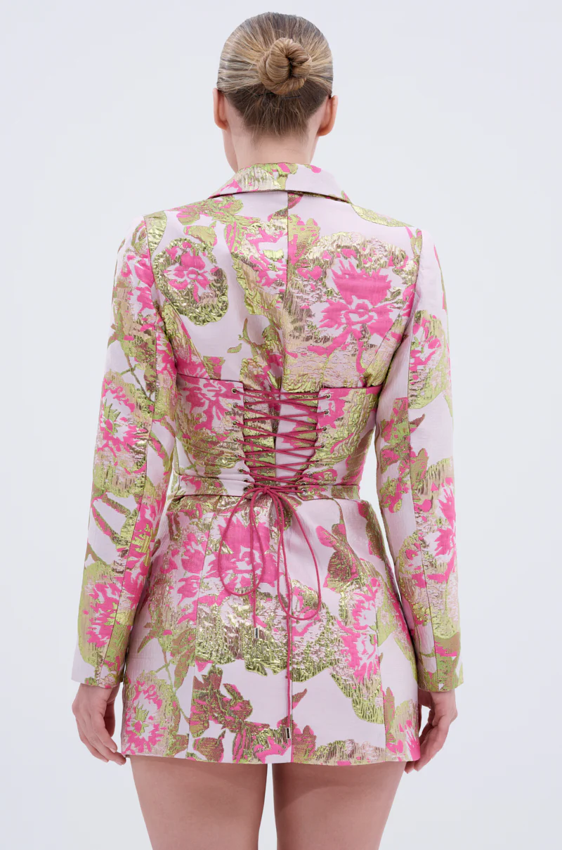 PRETTY IN PINK BROCADE BLAZER DRESS - Image 5