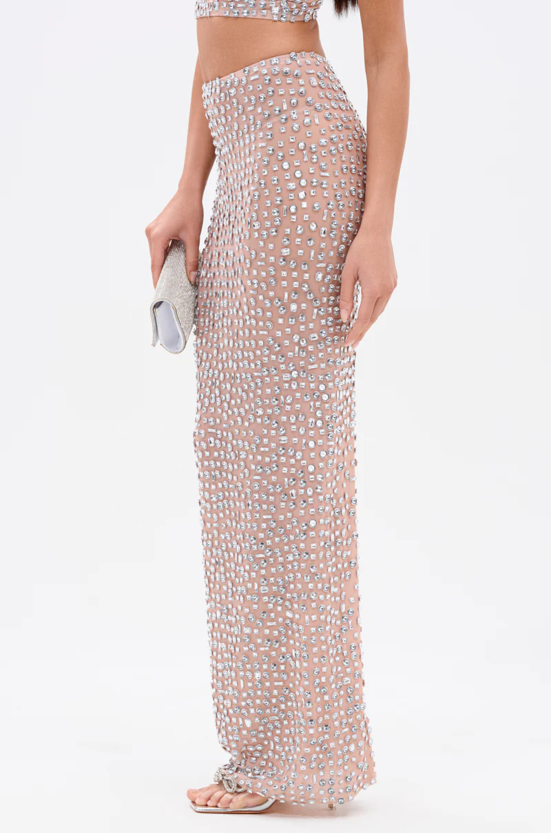 PRETTY LIKE ME RHINESTONE MESH MAXI SKIRT - Image 6