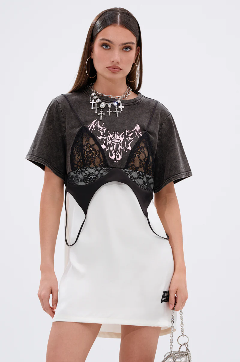 QUIT STARING GRAPHIC TSHIRT DRESS - Image 2