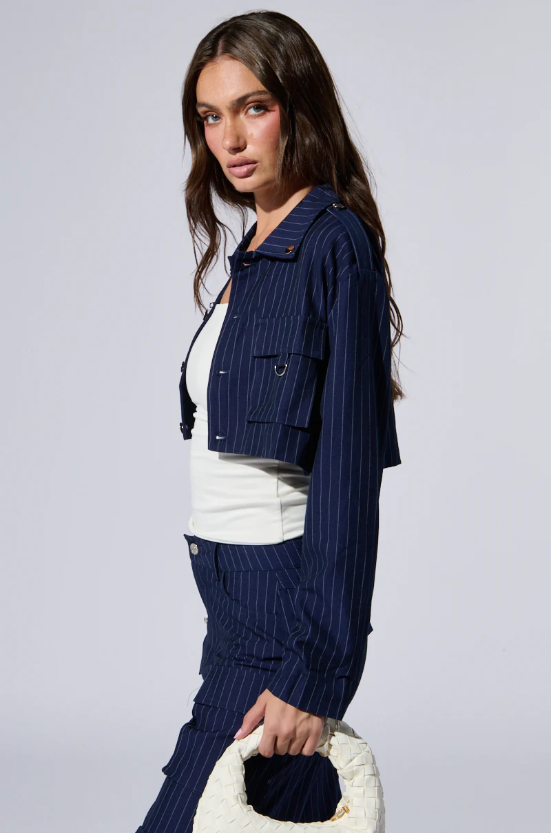 RAYE PINSTRIPE CARGO BLAZER - Image 3