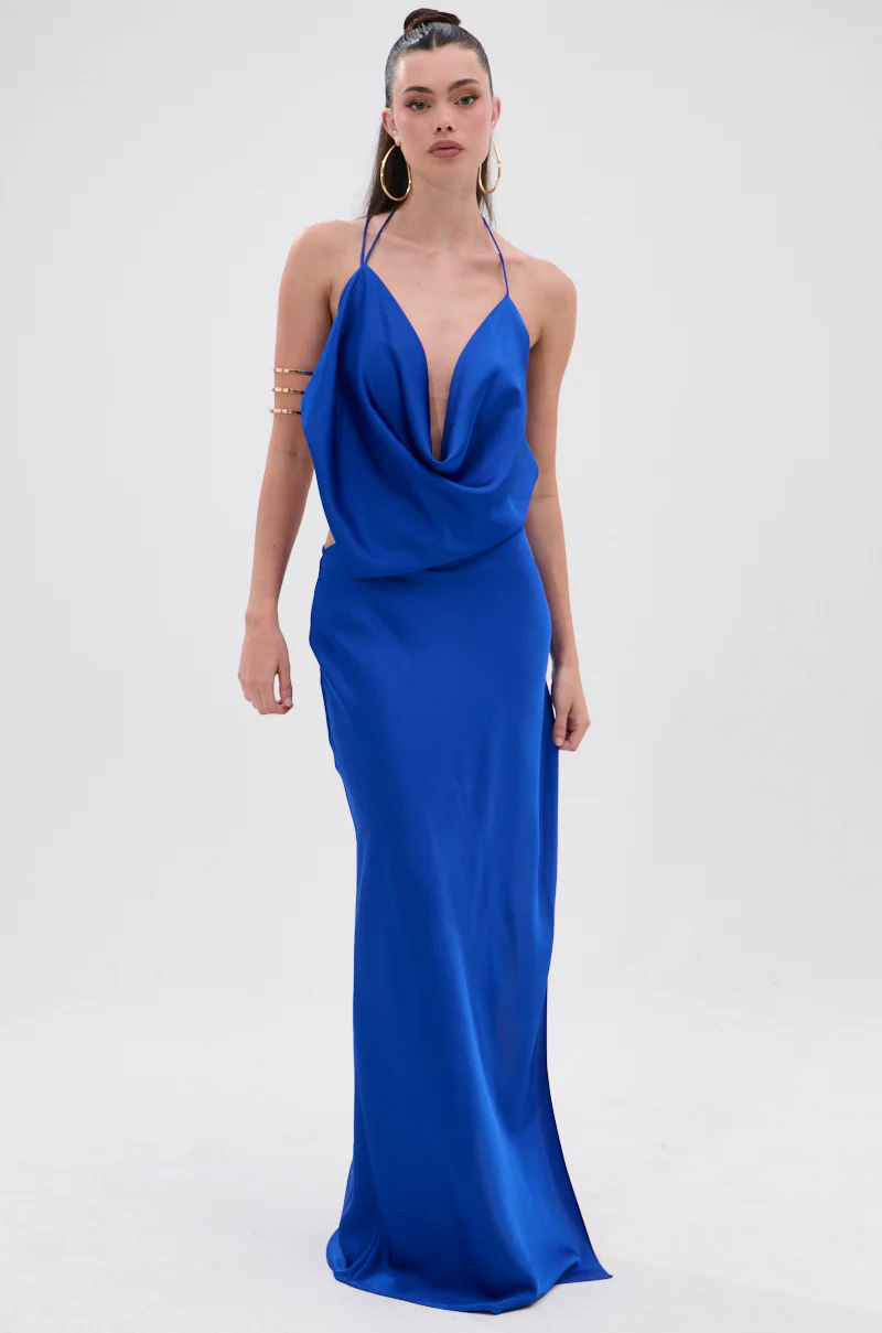 RAYNA SATIN MAXI DRESS IN COBALT BLUE - Image 4