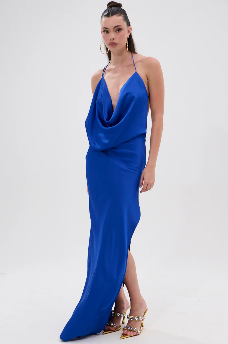 RAYNA SATIN MAXI DRESS IN COBALT BLUE - Image 5