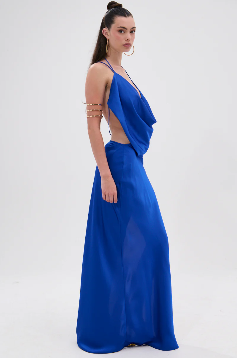 RAYNA SATIN MAXI DRESS IN COBALT BLUE - Image 6
