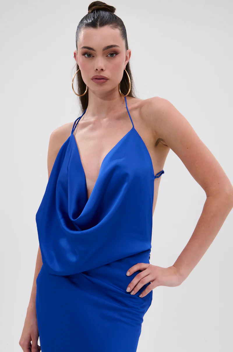 RAYNA SATIN MAXI DRESS IN COBALT BLUE - Image 9
