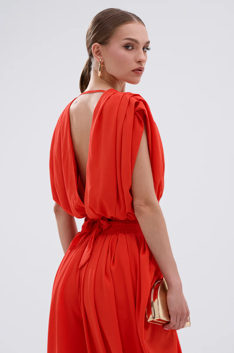READY TO DANCE SLINKY BLOUSE IN ORANGE - Image 4
