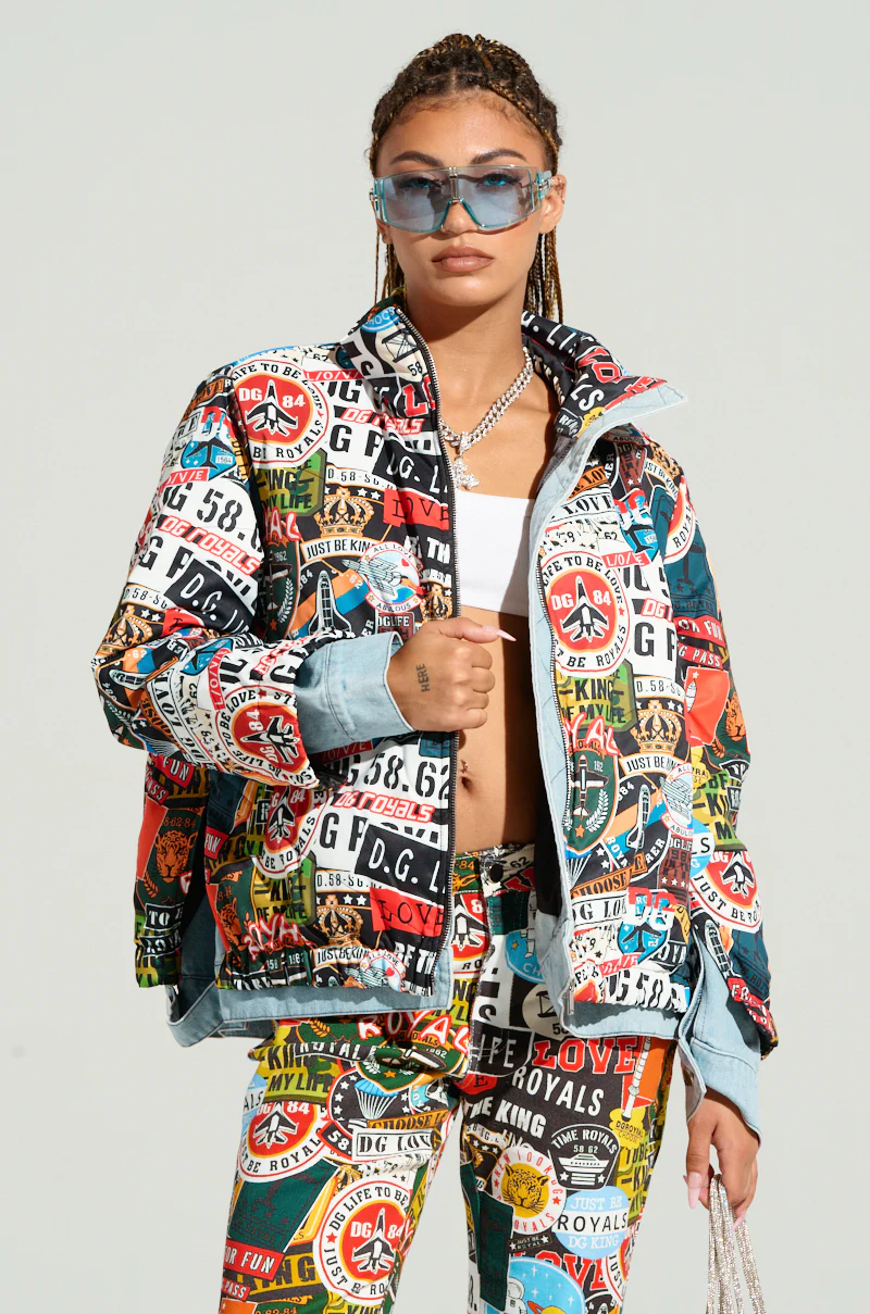 RED LIGHT LAYERED GRAPHIC BOMBER - Image 2