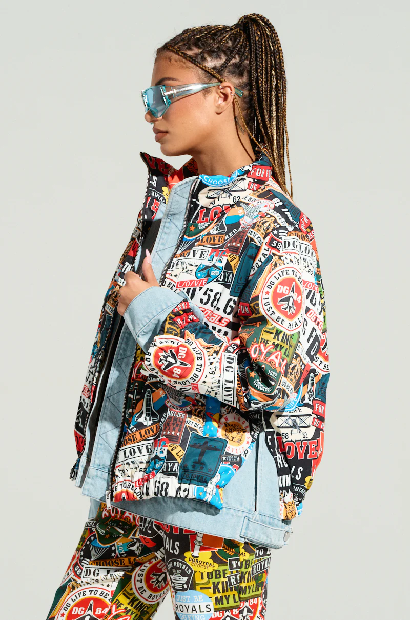 RED LIGHT LAYERED GRAPHIC BOMBER - Image 3